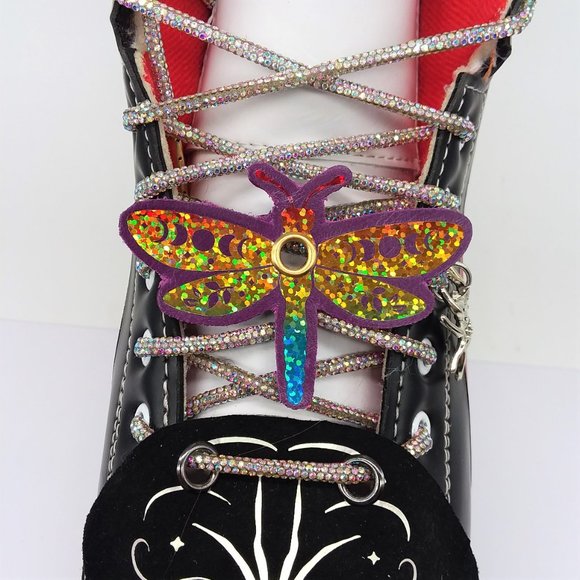 Roller Skate Dragonfly shoelace lock     dragonfly leather lace charm - Picture 6 of 8